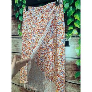 Boutique Faux Wrap Midi Skirt 4th of July Patriotic Red White Blue Beachy Medium